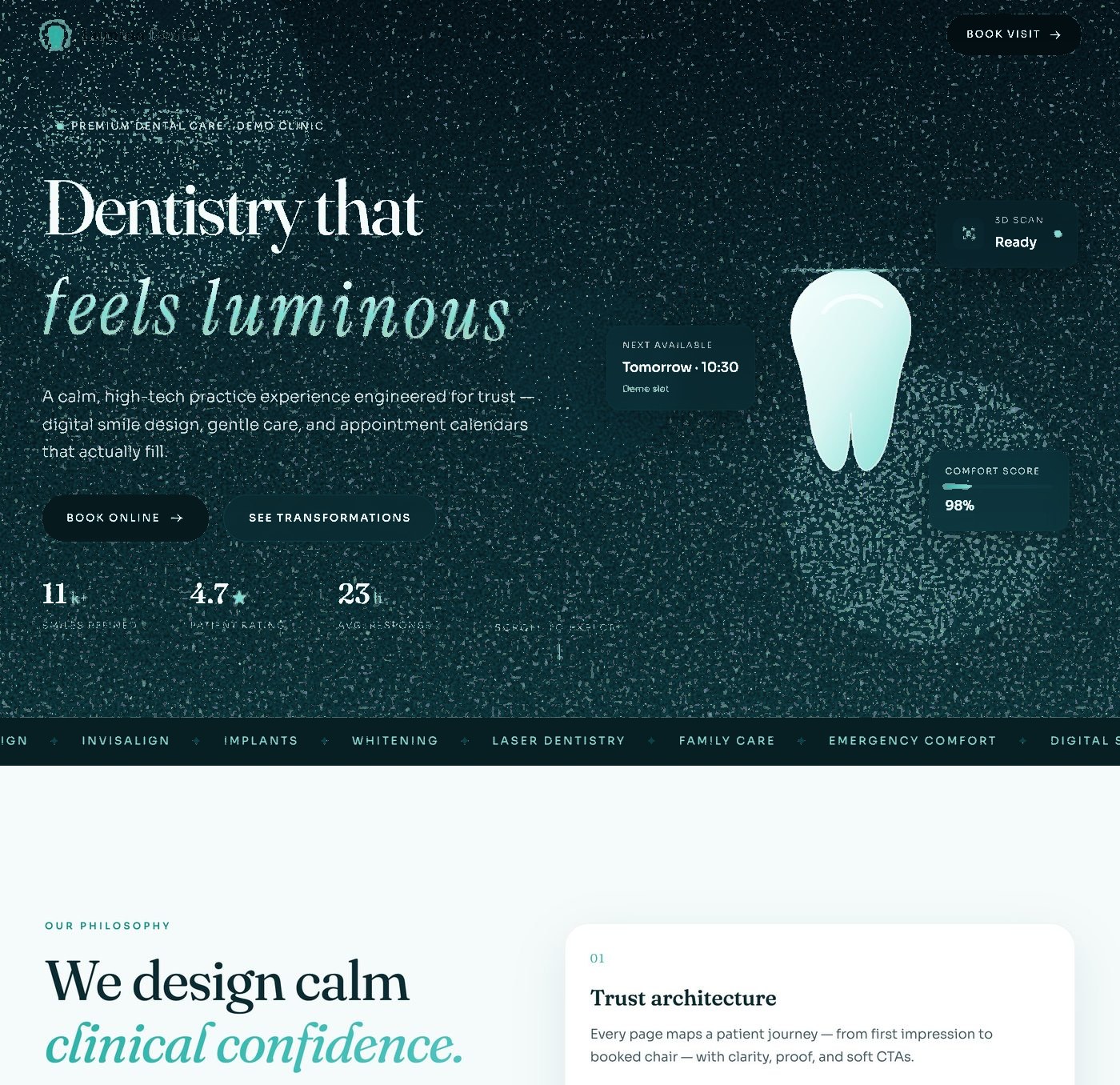 Top of the Lumina Dental demo